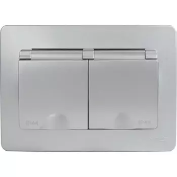 Розетка двойная встраиваемая Systeme Electric Blanca с заземлением IP44 цвет алюминий