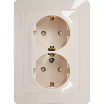 Розетка двойная встраиваемая Systeme Electric Blanca с заземлением со шторками цвет бежевый
