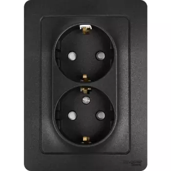 Розетка двойная встраиваемая Systeme Electric Blanca с заземлением со шторками цвет антрацит