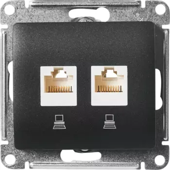 Розетка двойная встраиваемая Systeme Electric Glossa RJ45 UTP cat 5e цвет антрацит