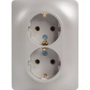 Розетка двойная встраиваемая Schneider Electric Glossa с заземлением цвет платина