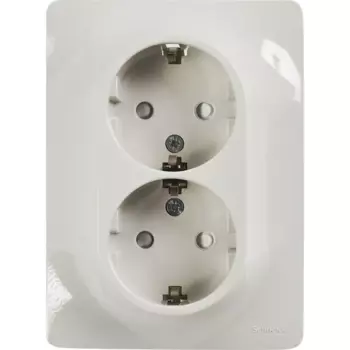Розетка двойная встраиваемая Systeme Electric Glossa с заземлением со шторками в сборе цвет молочный