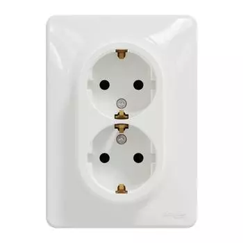 Розетка двойная встраиваемая Schneider Electric Sedna Design с заземлением, цвет белый