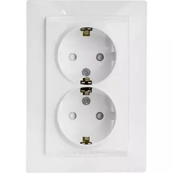Розетка двойная встраиваемая Schneider Electric Unica с заземлением со шторками цвет белый