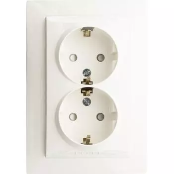 Розетка двойная встраиваемая Schneider Electric Unica с заземлением со шторками цвет бежевый