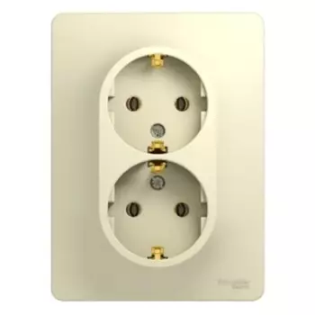 Розетка двойная встраиваемая Systeme Electric Glossa с заземлением цвет бежевый