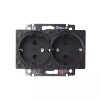 Розетка двойная встраиваемая Werkel Hammer с заземлением цвет черный