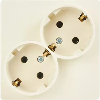 Розетка двойная встраиваемый Simon 24 с заземлением цвет слоновая кость