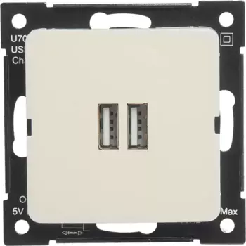 Розетка Hegel USB встраиваемая 3.4 А цвет слоновая кость