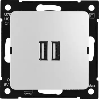 Розетка Hegel USB встраиваемая 3.4 А цвет серебро