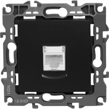 Розетка интернет RJ45 встраиваемая Эра 12-3107-05 без заземлением цвет черный