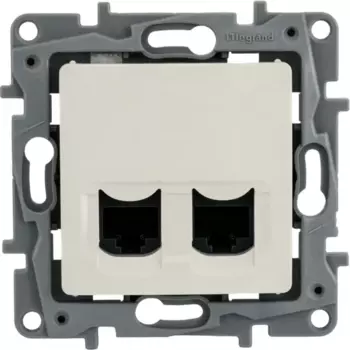 Розетка компьютерная двойная RJ45 категория 6 UTP - Legrand Etika - слоновая кость