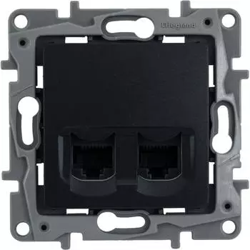 Розетка компьютерная двойная RJ45 категория 5e UTP - Legrand Etika - антрацит