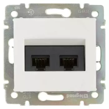 Розетка компьютерная двойная RJ45 категория 5e UTP - Legrand Valena - с захватами - белый