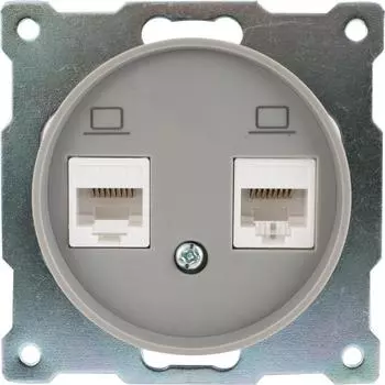 Розетка компьютерная двойная встраиваемая Onekey Florence RJ45 UTP cat 5e цвет серый