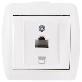 Розетка компьютерная накладная Lezard Nata RJ45, цвет белый