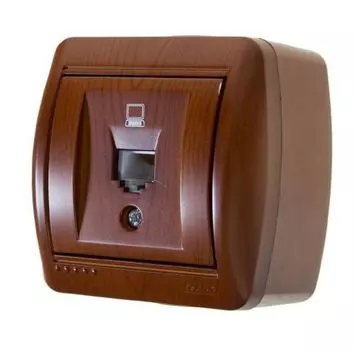 Розетка компьютерная накладная Lezard Nata RJ45, цвет сосна