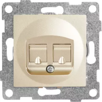 Розетка компьютерная встраиваемая Gusi Electric без заземления RJ45/RJ12 цвет шампань