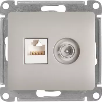Розетка компьютерная встраиваемая Systeme Electric Glossa RJ45 цвет платина