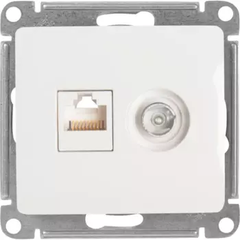 Розетка компьютерная встраиваемая Systeme Electric Glossa RJ45 цвет молочный