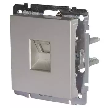 Розетка компьютерная встраиваемая Werkel RJ45, цвет серебряный