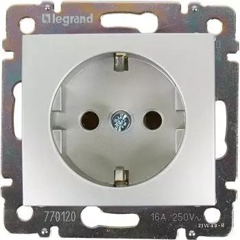 Розетка Legrand Valena с заземлением, цвет алюминий