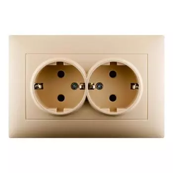 Розетка Lexman Lika с заземлением 2 разъёма цвет кремовый