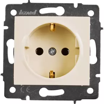 Розетка Lezard Karina с заземлением цвет кремовый