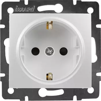 Розетка Lezard Karina с заземлением цвет жемчужный белый перламутровый