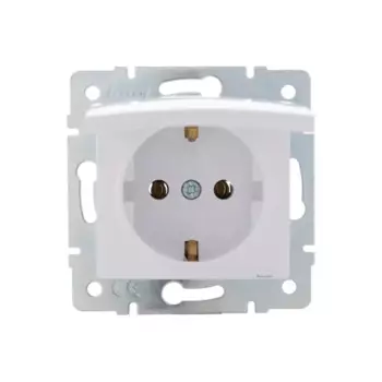 Розетка Lezard Karina с заземлением с крышкой цвет белый