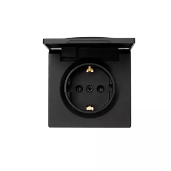 Розетка накладная Lezard Leto с заземлением с крышкой цвет черный бархат