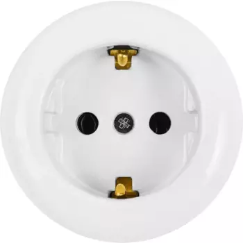 Розетка накладная Electraline с заземлением с крышкой цвет белый