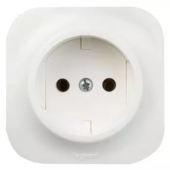 Розетка без заземления - Legrand Quteo - без шторок IP20 16А 250В винтовые зажимы накладной монтаж - белый