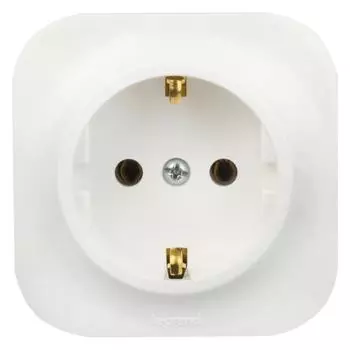 Розетка с заземлением - Legrand Quteo - без шторок IP20 16А 250В винтовые зажимы накладной монтаж - белый