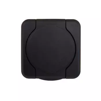 Розетка накладная Lexman First с заземлением с крышкой цвет черный