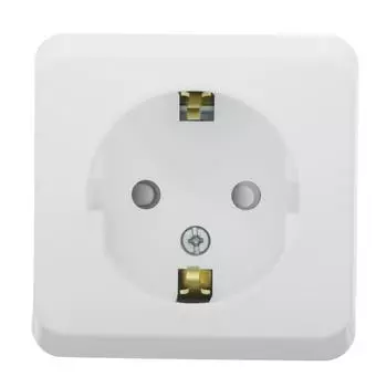 Розетка накладная Systeme Electric Этюд с заземлением со шторками цвет белый
