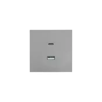 Розетка TC и USB встраиваемая Lezard Zima без заземления цвет серый матовый