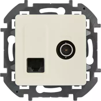 Розетка двойная TV+RJ45 категория 5e UTP - Lexman Lilian - слоновая кость