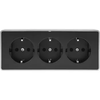 Розетка тройная Werkel Gallant с заземлением и шторками цвет черный с серебристым