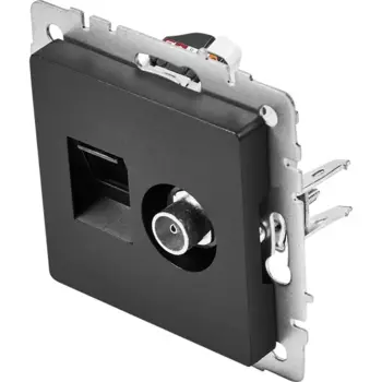 Розетка TV двойная встраиваемая IEK Brite РТВ/РК12-БрЧ RJ45 UTP cat 5e цвет черный