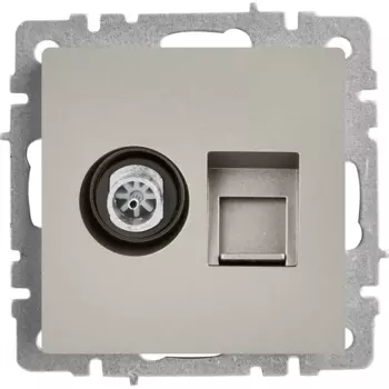 Розетка TV двойная встраиваемая IEK Brite РТВ/РК12-БрС RJ45 UTP cat 5e цвет сталь