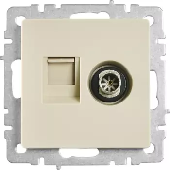Розетка TV двойная встраиваемая IEK Brite РТВ/РК12-БрКр RJ45 UTP cat 5e цвет бежевый