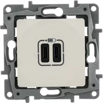 Зарядное устройство USB тип С / тип С - Legrand Etika - 3000мА 15Вт - слоновая кость