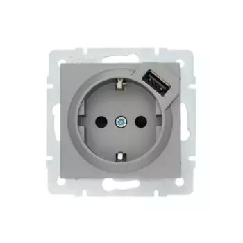 Розетка USB двойная встраиваемая Lezard Vesna 742-3588-181 с заземлением цвет платина