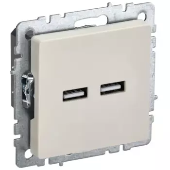Розетка USB встраиваемая IEK Brite РЮ10-1-БрКр цвет бежевый