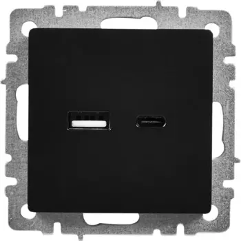 Розетка USB встраиваемая IEK Brite РЮ11-1-БрЧ цвет черный