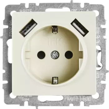 Розетка USB встраиваемая IEK Brite РЮш10-1-БрКр с заземлением цвет бежевый