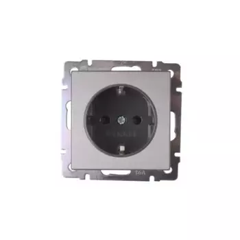 Розетка Werkel с заземлением, цвет глянцевый никель