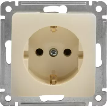 Розетка встраиваемая Hegel Мастер с заземлением цвет слоновая кость