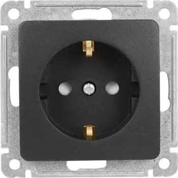 Розетка встраиваемая Hegel Мастер с заземлением со шторками цвет черный